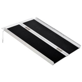 HOMCOM Compact Wheelchair Ramp, 3ft, Lightweight Aluminum, Travel-Friendly, Black