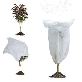 Pack of 2 White Winter Plant Covers 31.6" x 47" Freeze Protection, Plant Winter Cover Protection with Drawstring, Tree Plant Protectors from Anim