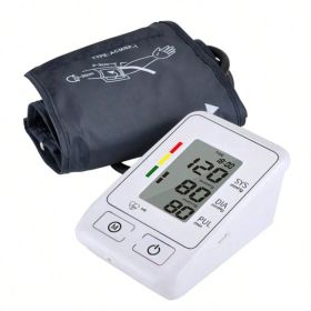 Blood Pressure Monitor Upper Arm Blood Pressure Monitors For Home Use With Bp Cuff, Large Screen Bp Machine, 190 Memory, USB Powered And Battery (Option: White)